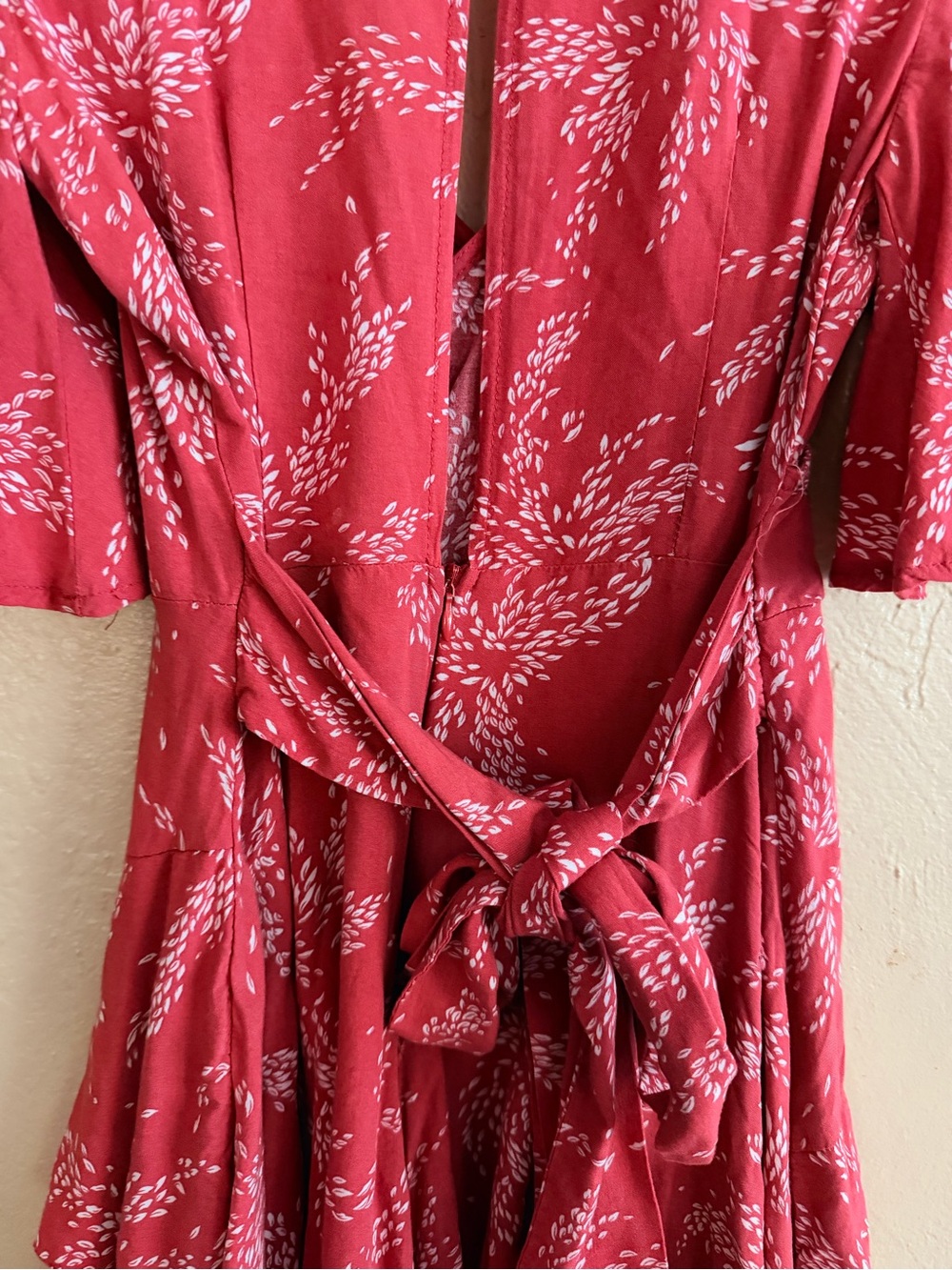 Princess Polly Red Printed Wrap Romper with Flutter Sleeves - Picture 5 of 8